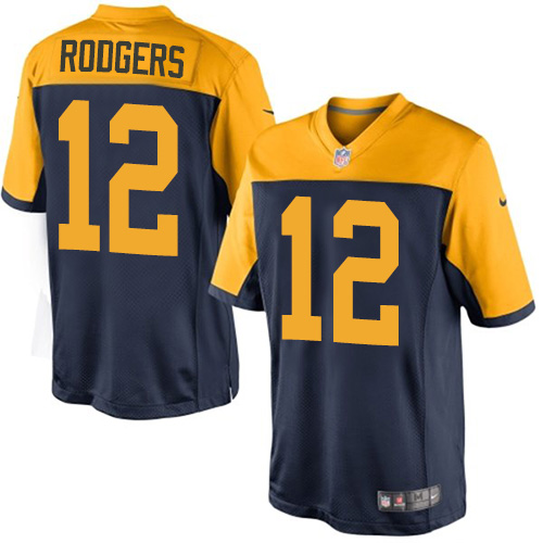 Men's Limited Aaron Rodgers Nike Jersey Navy Blue Alternate - #12 NFL Green Bay Packers